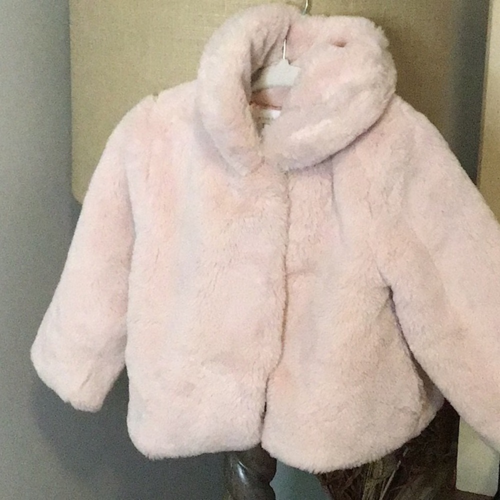 The Children's Place Pink Faux Fur Jacket with High Collar